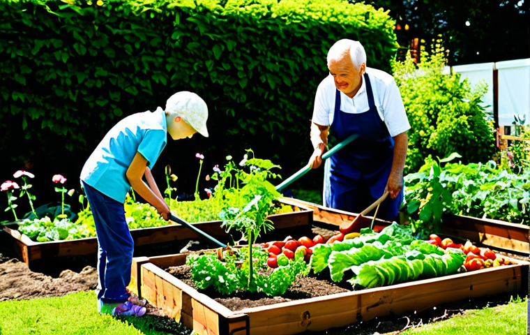 Family Garden**
"A family working together in a vibrant vegetable garden on a sunny day, fully clothed in appropriate gardening attire, a child carefully watering tomato plants, the parents tending to a raised garden bed filled with colorful vegetables, flowers blooming in the background, safe for work, perfect anatomy, natural proportions, family-friendly, appropriate content, professional photography, high quality, German garden setting."
**