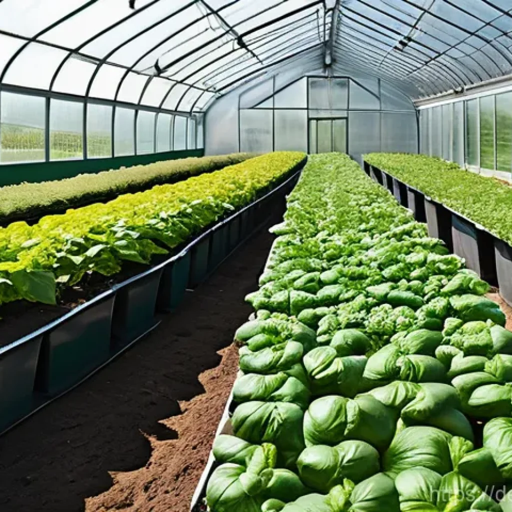 텃밭 온실 설치 및 활용법 - **A vibrant, well-maintained glass greenhouse on a sunny morning in a German garden.** The greenhous...