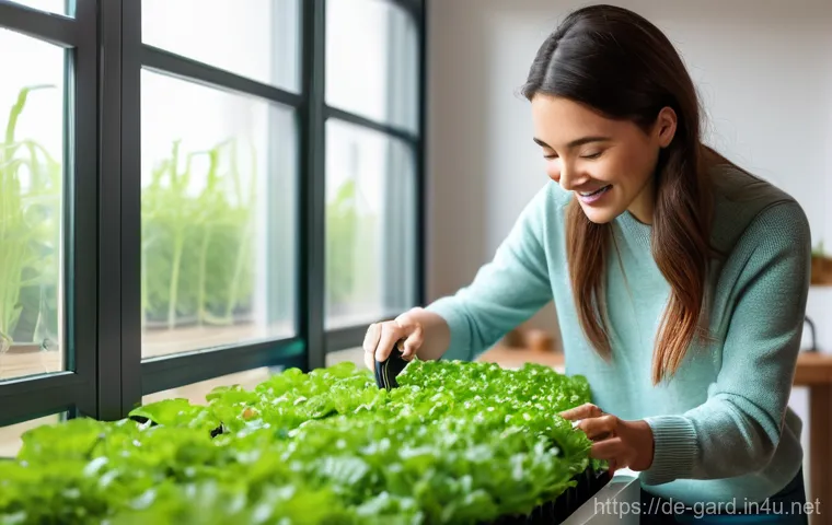 텃밭에서 수경재배 하는 방법 - **Prompt 2: Abundant Vertical Hydroponic Farm in a Cozy Living Space**
    A lush, vertical hydropon...