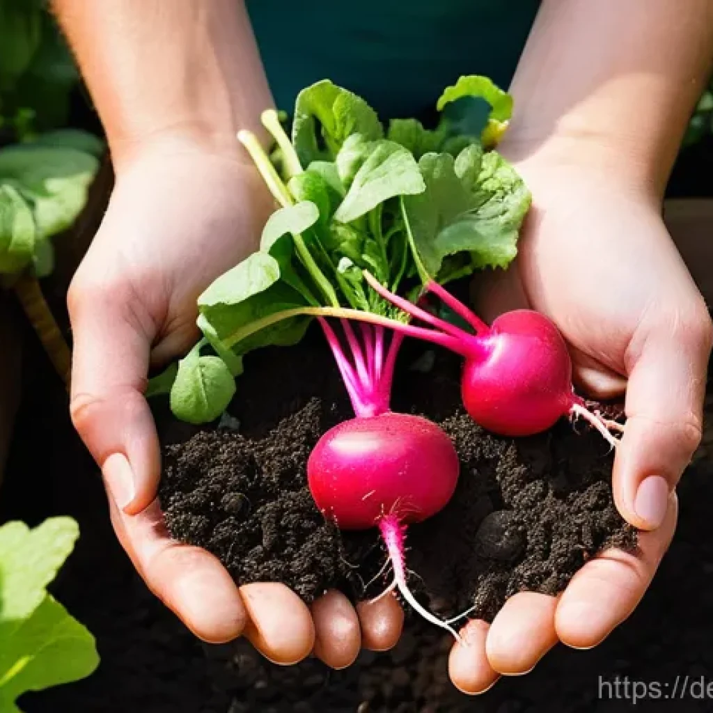 텃밭에서 키우기 쉬운 작물 - **Image Prompt 1: The Joy of First Harvest**
    A close-up shot of a person's hands, possibly a wom...
