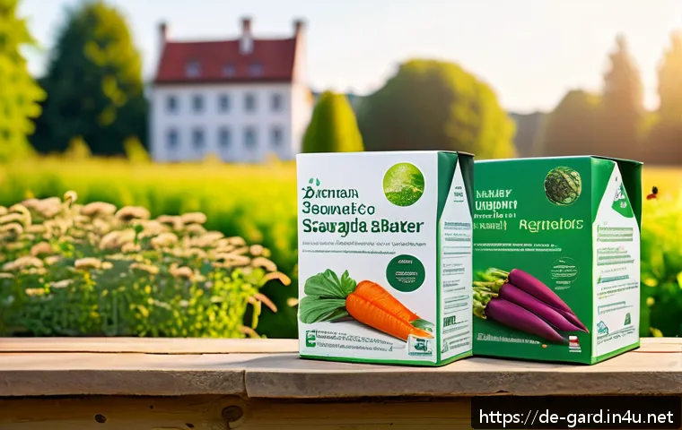 텃밭 유기농 인증 브랜드 추천 - A vibrant German organic vegetable garden in early summer, showcasing rows of healthy, robust plants...