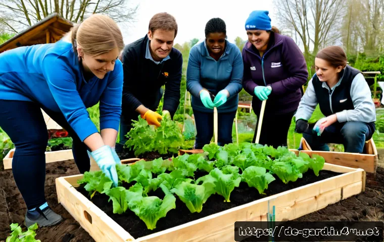 Home 17 텃밭 농업 기술 교육 프로그램 - Photorealistic community vegetable gardening workshop in a tidy German allotment garden, experienced...
